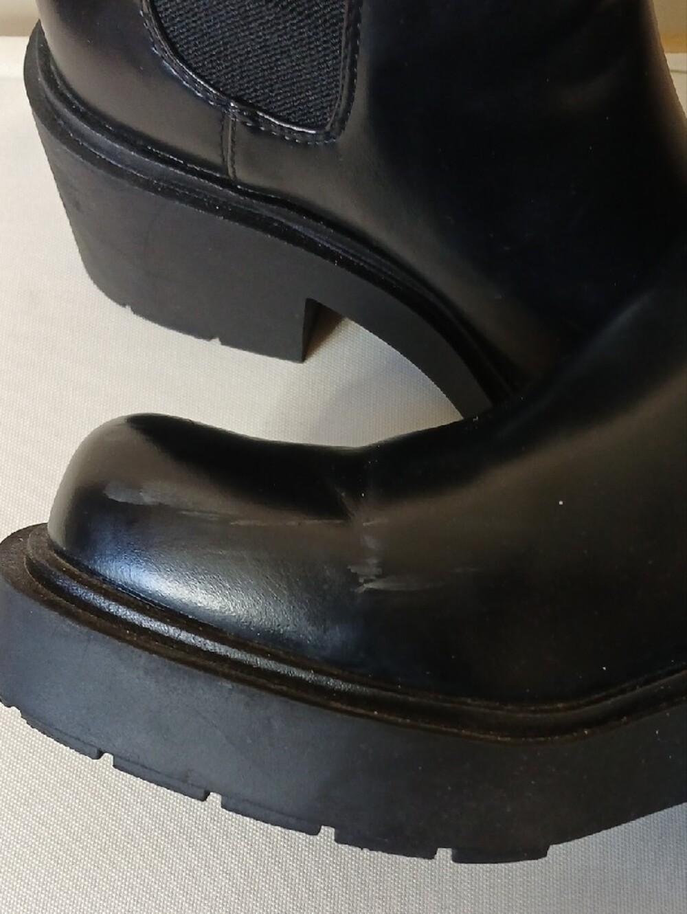 Black Platform Chelsea Boots - Women's Chunky Heel - Picture 3 of 4